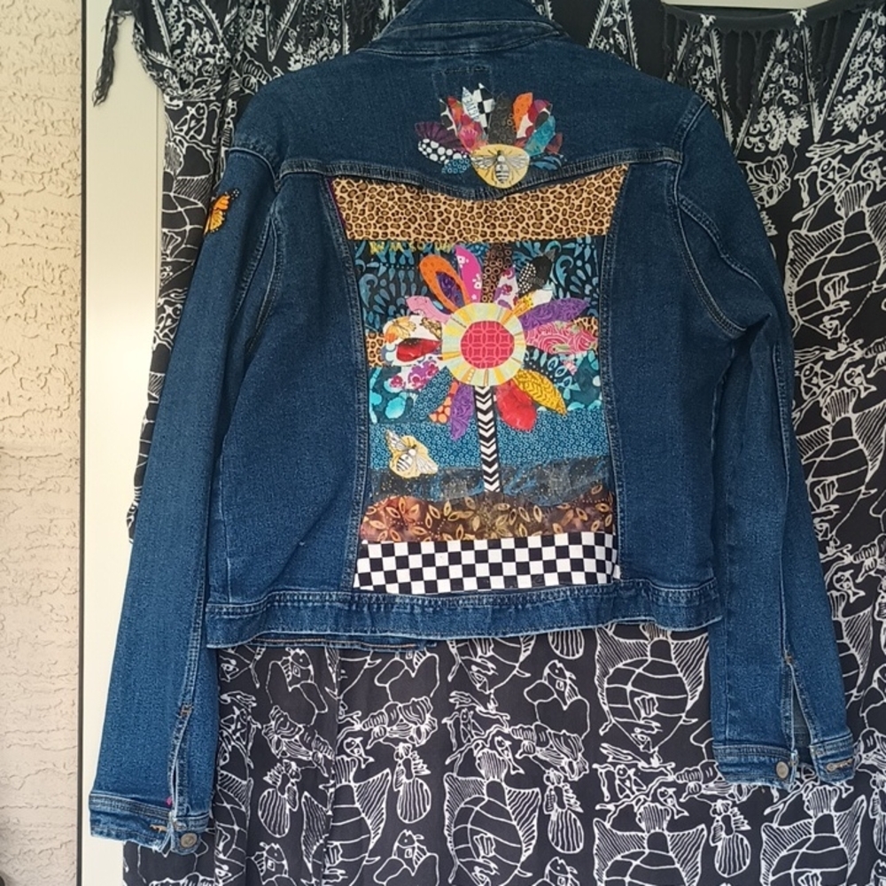 Buffalo David Bitton Blue Denim Jacket with Colorful Back Design